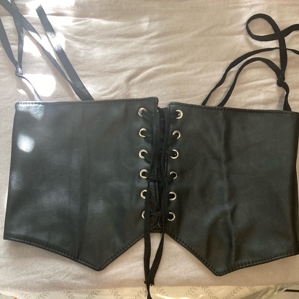Black Lace-Up Corset Belt